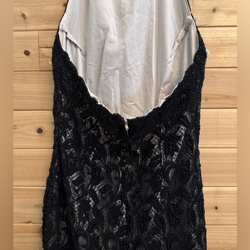 Vintage Stenay Size Small Beaded High Halter Scalloped Neckline Fancy Prom Gown - Picture 6 of 14